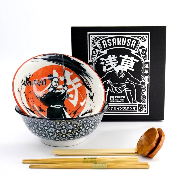 Ramen Set doppio in ceramica Samurai/Ninja - Tokyo Design Studio